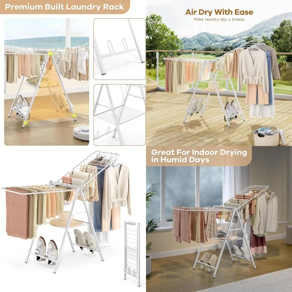 Складная металлическая сушилка для одежды, регулируемая высота, подходит для внутреннего и наружного использования, белая
Складная металлическая сушилка для одежды, регулируемая высота, подходит для внутреннего и наружного использования, белая