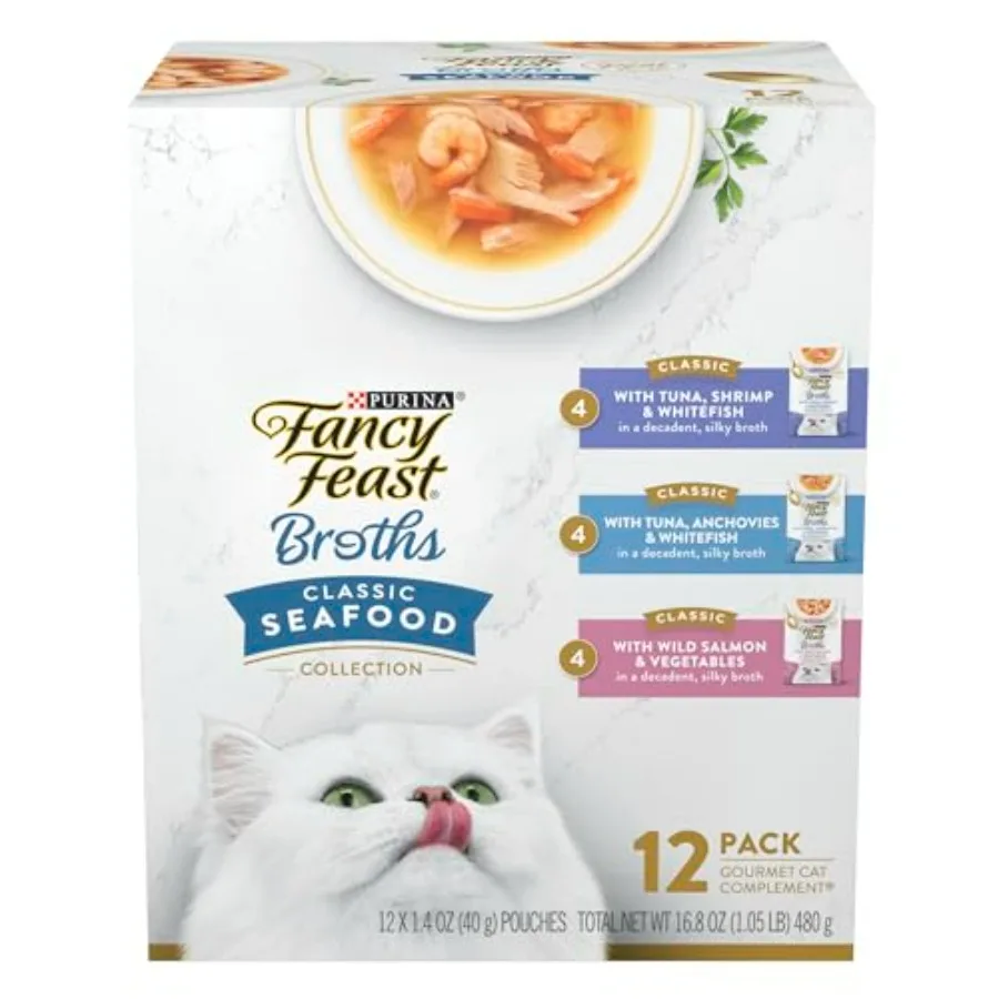 Purina Fancy Feast Lickable Wet Cat Food Broth Complement Classics Collection Variety Pack - Pack of 12 1.4 oz. Pouches
Purina Fancy Feast Lickable Wet Cat Food Broth Complement Classics Collection Variety Pack - Pack of 12 1.4 oz. Pouches