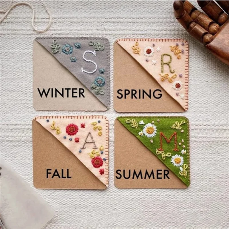 4 Pcs Spring, Summer, Autumn And Winter Embroidery Bookmarks Manual Embroidery Bookmarks Hand-Embroidered Corner Decoration(J)
4 Pcs Spring, Summer, Autumn And Winter Embroidery Bookmarks Manual Embroidery Bookmarks Hand-Embroidered Corner Decoration(J)