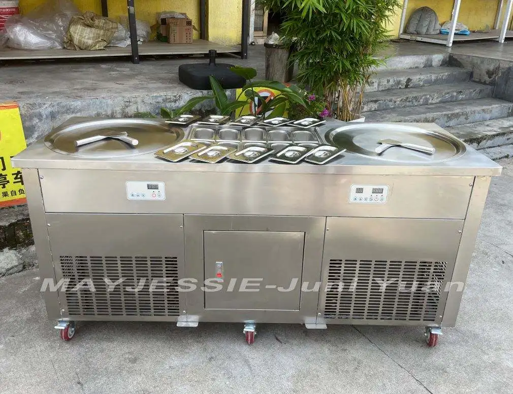 CE Certified High Efficiency Flat Pan Instant Thailand Rolled IceCream Making Thai Roller Fried Ice Cream Roll Machine
CE Certified High Efficiency Flat Pan Instant Thailand Rolled IceCream Making Thai Roller Fried Ice Cream Roll Machine