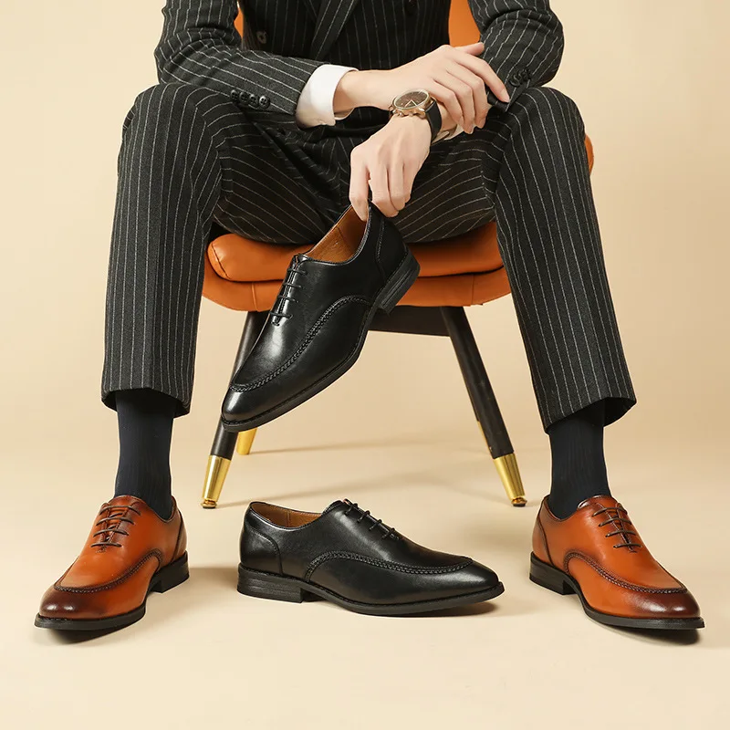 2024 Oxford Leather Brown New Business British Formal Wedding Pointed Lace Up Men's Shoes Casual Trend Men Flats мужская обувь
2024 Oxford Leather Brown New Business British Formal Wedding Pointed Lace Up Men's Shoes Casual Trend Men Flats мужская обувь