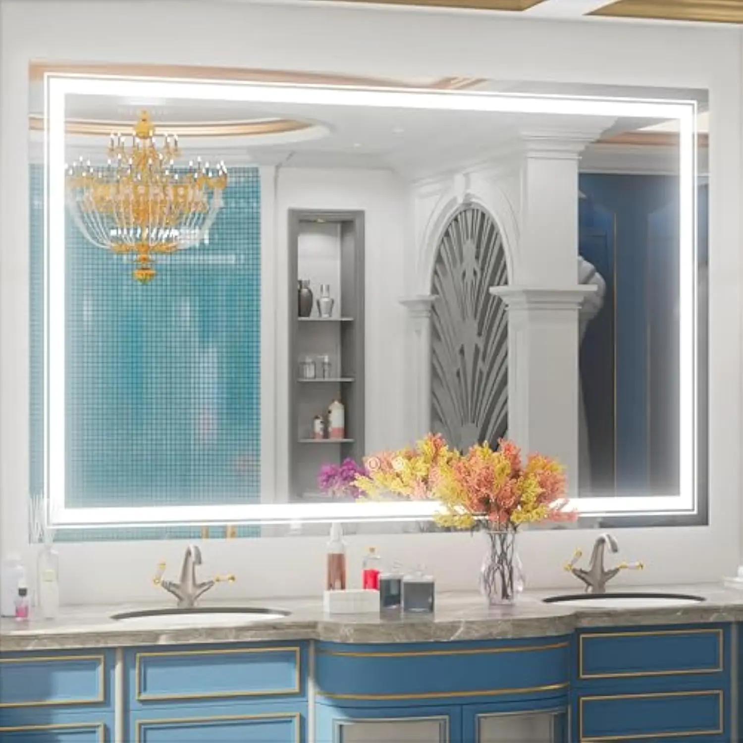 55 X 32 yn Vissoterapia Led Зеркало для ванной комнаты с подсветкой, настенные зеркала для туалетного столика с подсветкой, бесступенчатая регулировка яркости, Memory Funti
55 X 32 yn Vissoterapia Led Зеркало для ванной комнаты с подсветкой, настенные зеркала для туалетного столика с подсветкой, бесступенчатая регулировка яркости, Memory Funti