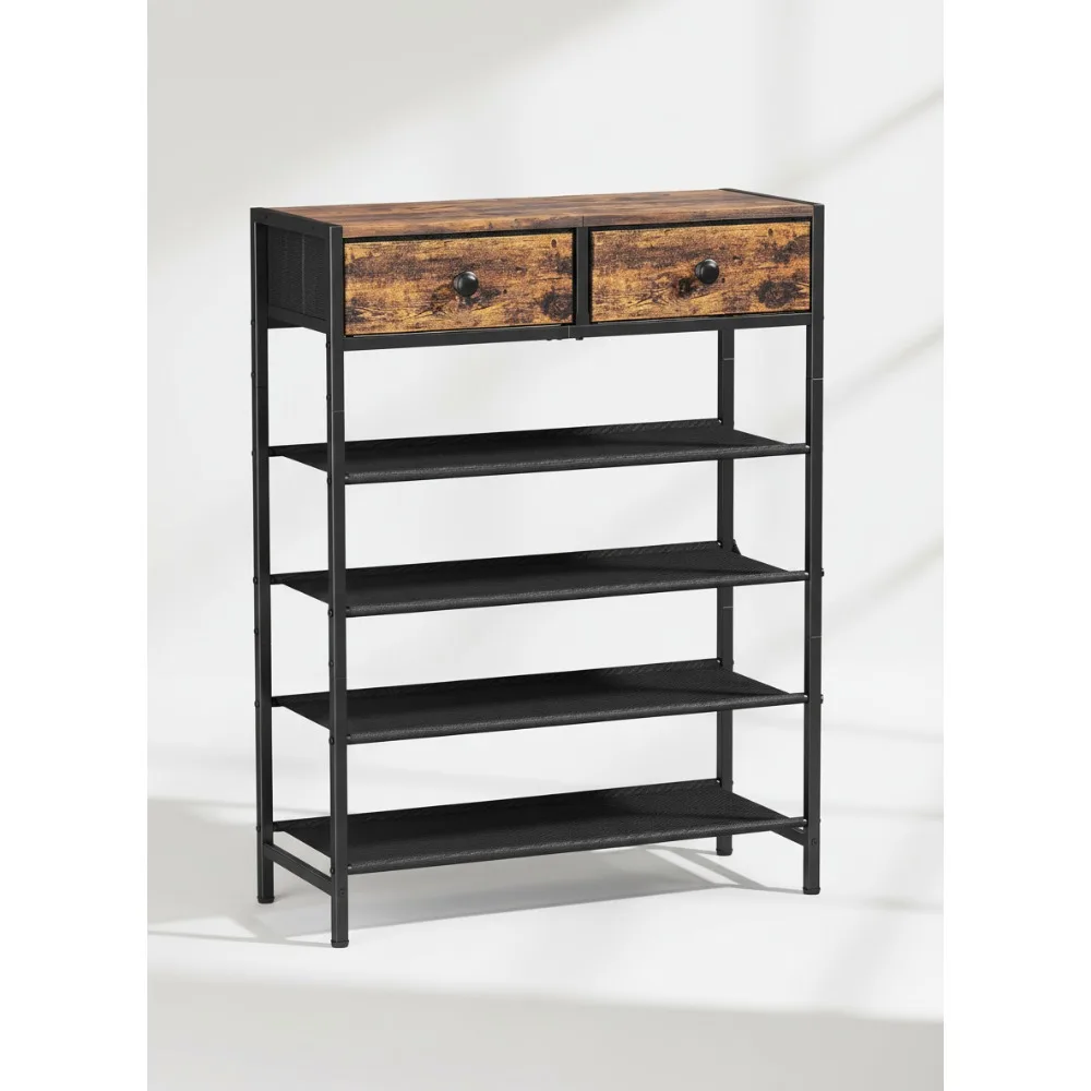 5-Tier Metal Shoe Rack with 2 Drawers & Wooden Top, Space-Saving Shoe Organizer for Closet Entryway, Holds 16-20 Pairs
5-Tier Metal Shoe Rack with 2 Drawers & Wooden Top, Space-Saving Shoe Organizer for Closet Entryway, Holds 16-20 Pairs