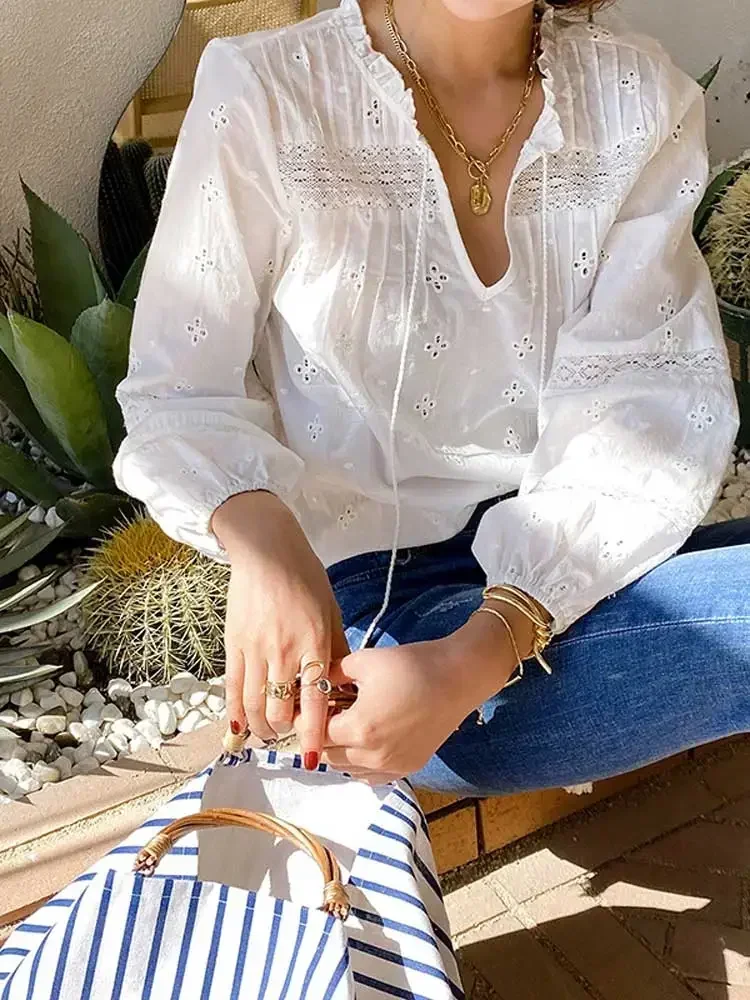 white blouse women long sleeve hollow out cotton spring summer tops new boho blouse V-neck tassel blouse shirt
white blouse women long sleeve hollow out cotton spring summer tops new boho blouse V-neck tassel blouse shirt