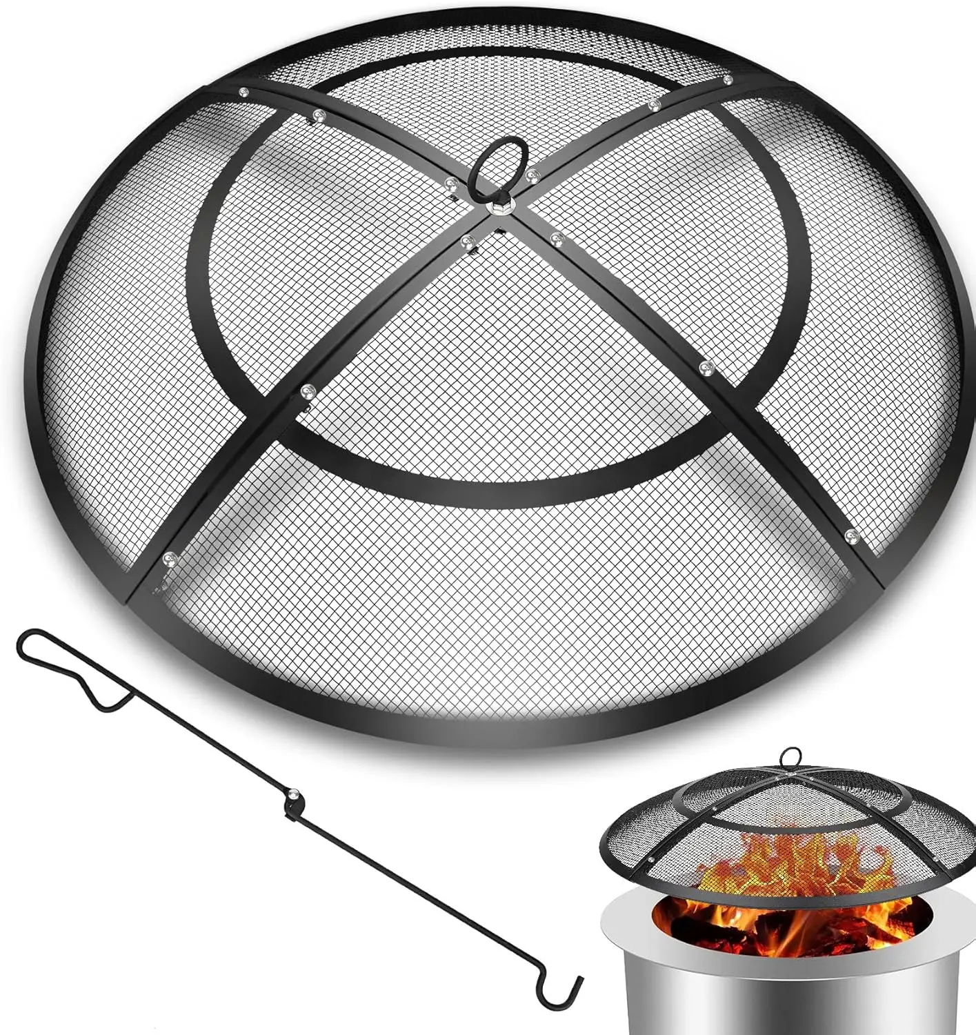 Fire Pit Spark Screen,40 Inch Fire Pit Screen Outdoor with Handle&Poker,Heavy-Duty Steel Fire Pit Cover Mesh Round Replacemen
Fire Pit Spark Screen,40 Inch Fire Pit Screen Outdoor with Handle&Poker,Heavy-Duty Steel Fire Pit Cover Mesh Round Replacemen