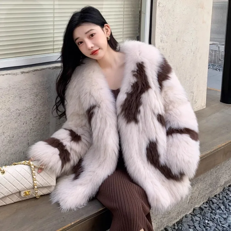 Imitation Fox Fur Coat for Women, Double-Sided Woven Coat, Thicken Warm Outwear, V-neck Baggy Outwear, Female Temperament
Imitation Fox Fur Coat for Women, Double-Sided Woven Coat, Thicken Warm Outwear, V-neck Baggy Outwear, Female Temperament