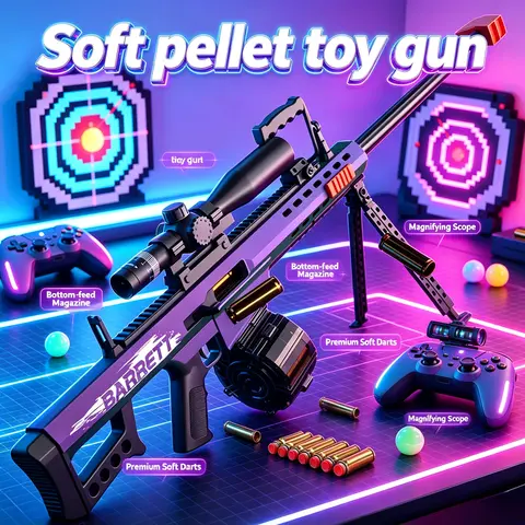 Full Automatic Soft Dart Sniper Toy Rifle Safe Shooting Game Toy with Magnifying Scope Outdoor Play Model Toy
