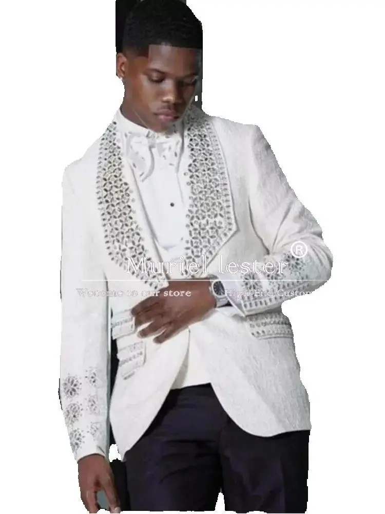 Exquisite Suits Men Jewelry Beaded Stones Prom Blazer Customized 3-Piece Floral Groom Formal Party Wedding Tuxedo Man Dresses
Exquisite Suits Men Jewelry Beaded Stones Prom Blazer Customized 3-Piece Floral Groom Formal Party Wedding Tuxedo Man Dresses