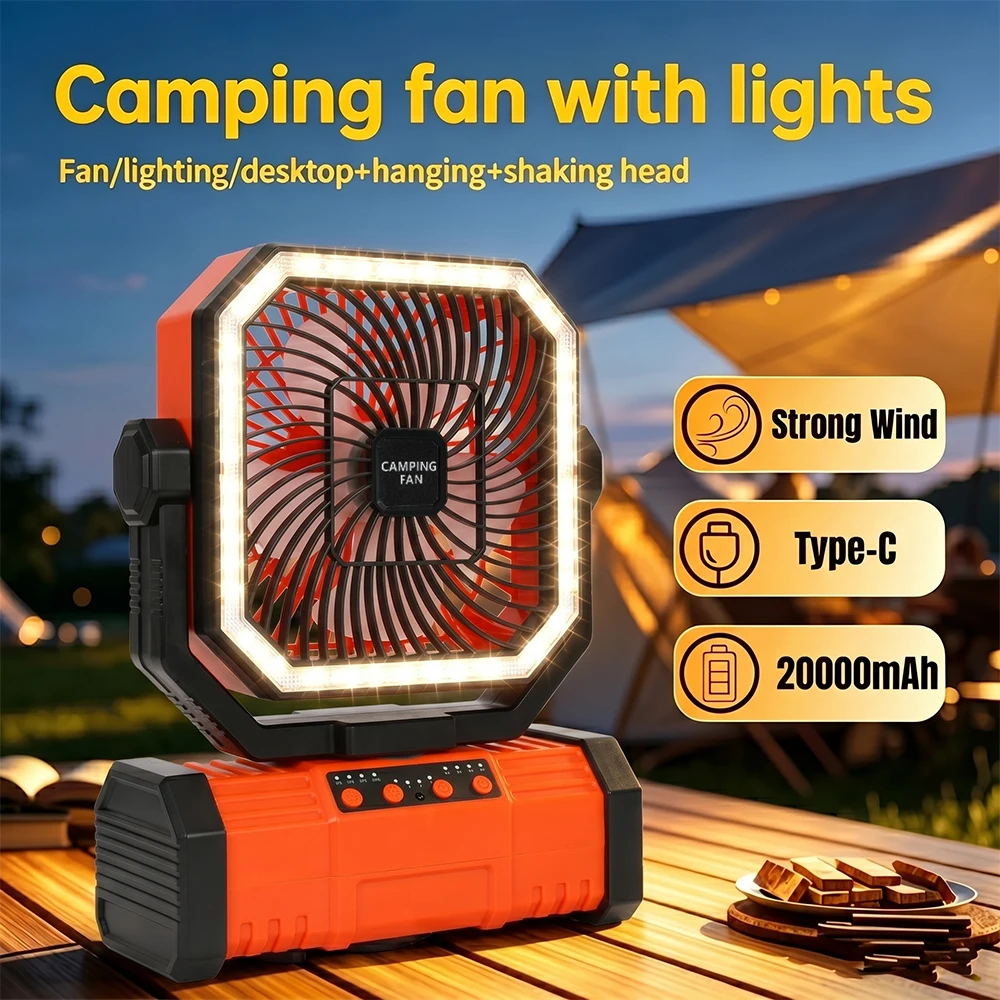 Camping Ceiling Fan 20000Mah Rechargeable Camping Circulator with Light and Remote Control Cool Air Circulation Camping Fan
Camping Ceiling Fan 20000Mah Rechargeable Camping Circulator with Light and Remote Control Cool Air Circulation Camping Fan