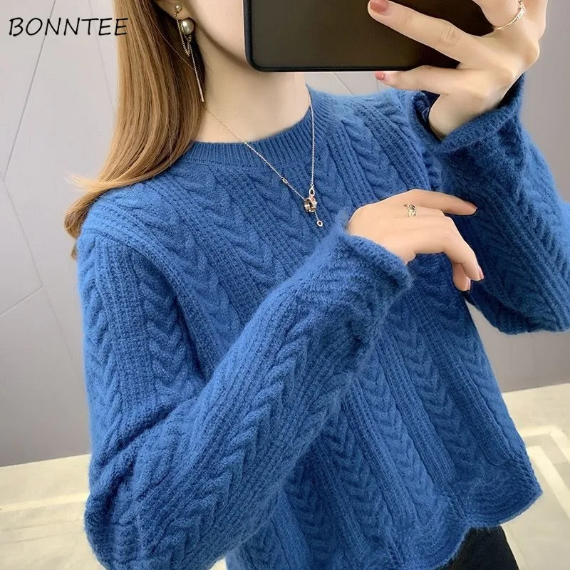 Long Sleeve Pullovers Women O-neck Thickening Solid Hollow Out Loose Warm Simple Knitted Tops Fluffy All-match Soft Fall Winter
Long Sleeve Pullovers Women O-neck Thickening Solid Hollow Out Loose Warm Simple Knitted Tops Fluffy All-match Soft Fall Winter