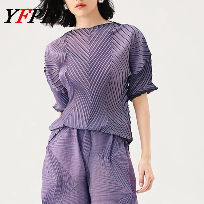 YFPF Miyake плиссированная женская футболка модная с коротким рукавом фиолетового цвета однотонные универсальные топы блузка повседневная новая одежда 2025
YFPF Miyake плиссированная женская футболка модная с коротким рукавом фиолетового цвета однотонные универсальные топы блузка повседневная новая одежда 2025
