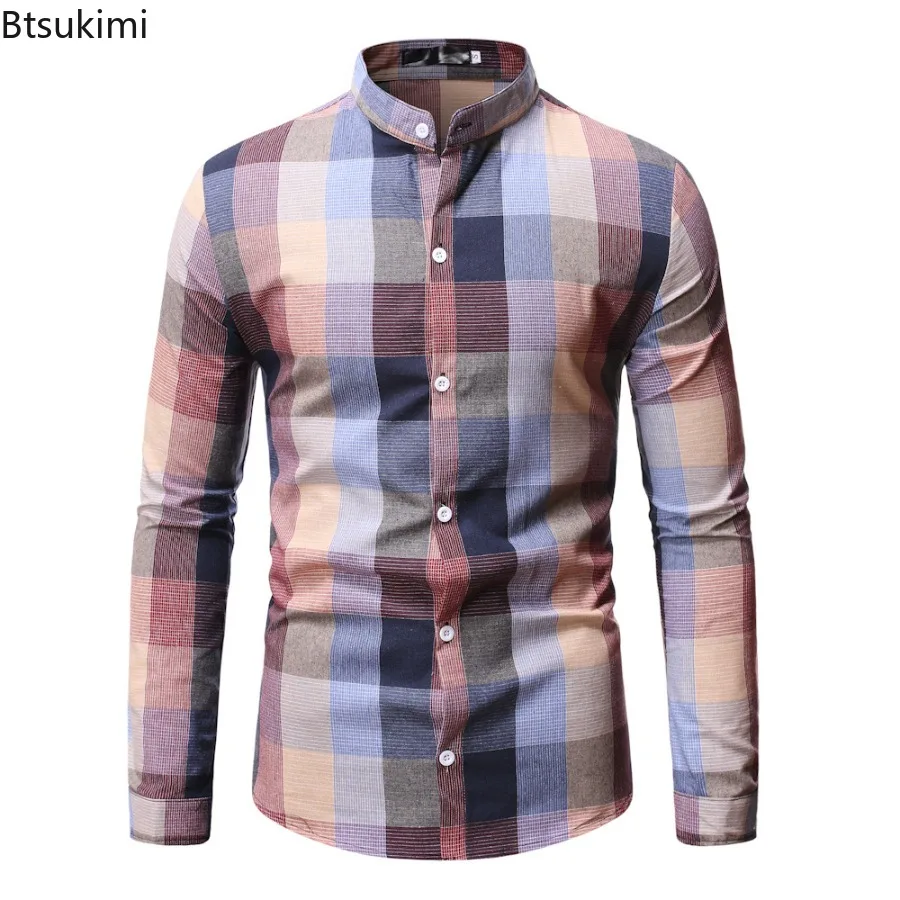 Spring Autumn New Men's Long Sleeve Classic Plaid Shirt Casual Business Dress Shirts Fashion Slim Stand Collar Men Social Shirts
Spring Autumn New Men's Long Sleeve Classic Plaid Shirt Casual Business Dress Shirts Fashion Slim Stand Collar Men Social Shirts