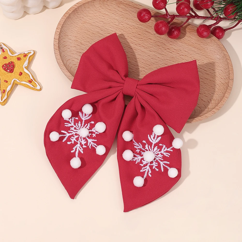 Christmas Red Bow Hair Clip For Girls Snowflake Embroidery Barrette With White Pom-pom Xmas Holiday Party Hair Accessories Gifts
Christmas Red Bow Hair Clip For Girls Snowflake Embroidery Barrette With White Pom-pom Xmas Holiday Party Hair Accessories Gifts