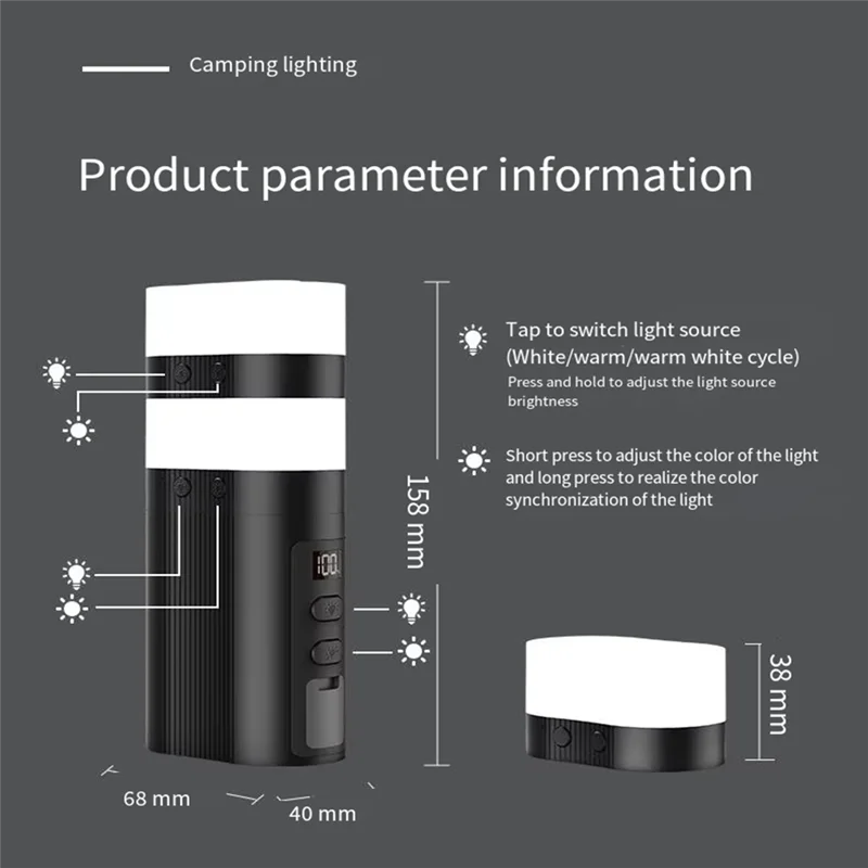ABZL 2-In-1 Magnetic Camping Light & Power Bank - 6000Mah, RGB Modes, LED Lantern With Display For Outdoor Activities
ABZL 2-In-1 Magnetic Camping Light & Power Bank - 6000Mah, RGB Modes, LED Lantern With Display For Outdoor Activities
