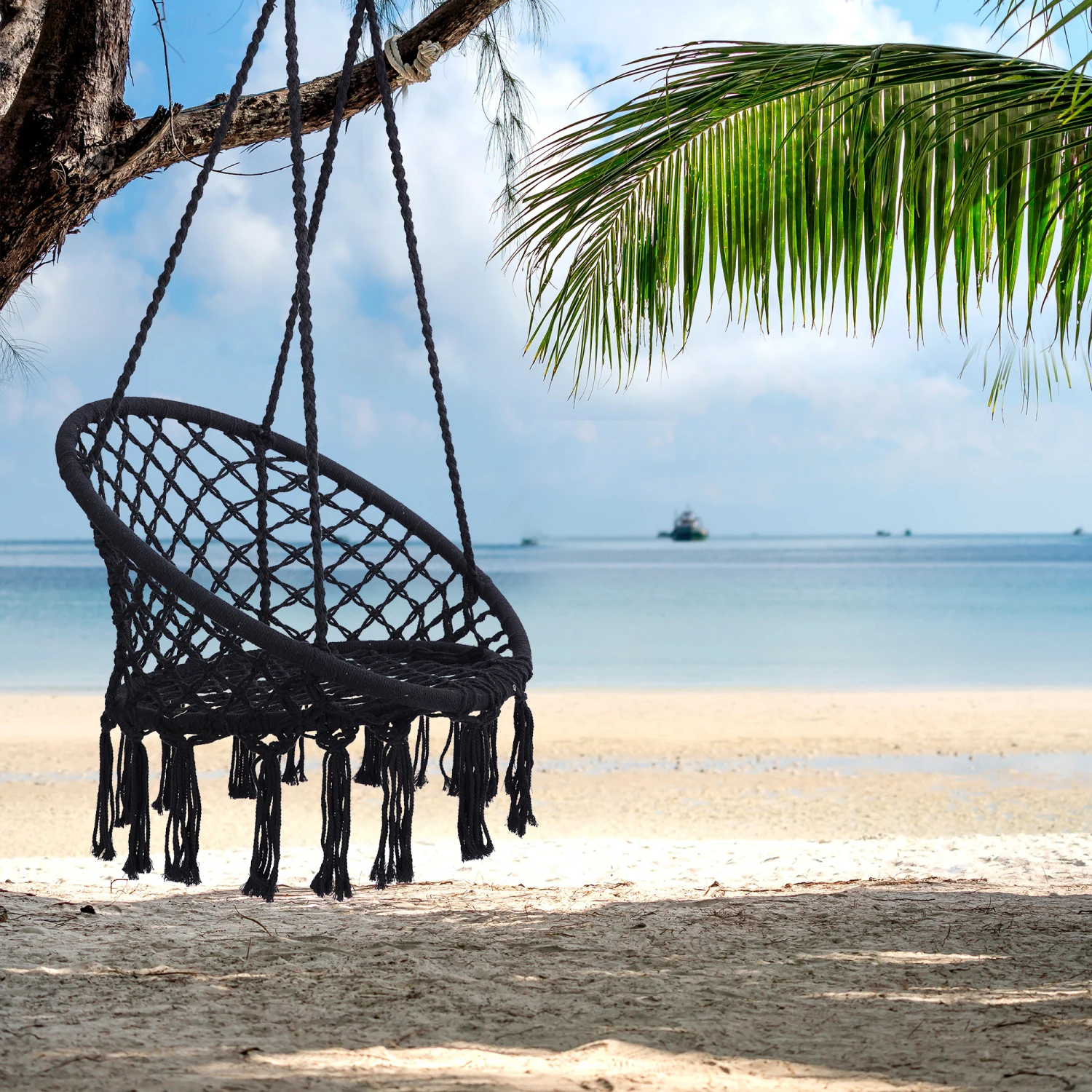 Black Swing,Hammock Chair Macrame Swing,Max 330 Lbs Hanging Cotton Rope Hammock Swing Chair for Indoor and Outdoor
Black Swing,Hammock Chair Macrame Swing,Max 330 Lbs Hanging Cotton Rope Hammock Swing Chair for Indoor and Outdoor