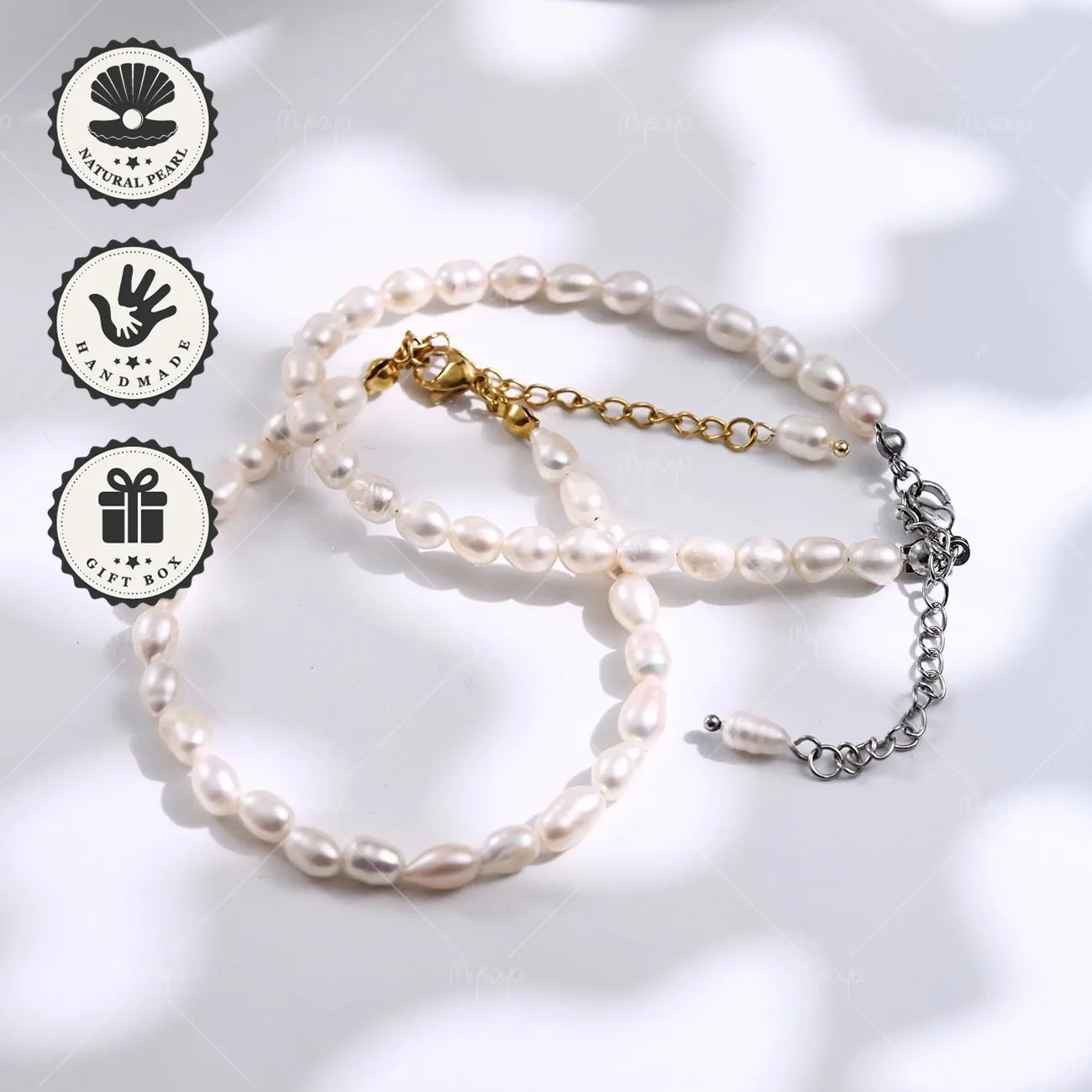 Браслет Mysoya из белого пресноводного жемчуга барокко 5–6 мм, золотистая/серебристая удлинительная цепочка, в подарочной коробке, на День святого Валентина, на день рождения
Браслет Mysoya из белого пресноводного жемчуга барокко 5–6 мм, золотистая/серебристая удлинительная цепочка, в подарочной коробке, на День святого Валентина, на день рождения