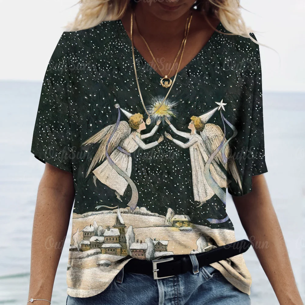 Fashion T-Shirts For Women 3d Angel Printed Women's Clothing Summer Casual Short Sleeved Fashion Tops Loose Oversized T-Shirts
Fashion T-Shirts For Women 3d Angel Printed Women's Clothing Summer Casual Short Sleeved Fashion Tops Loose Oversized T-Shirts