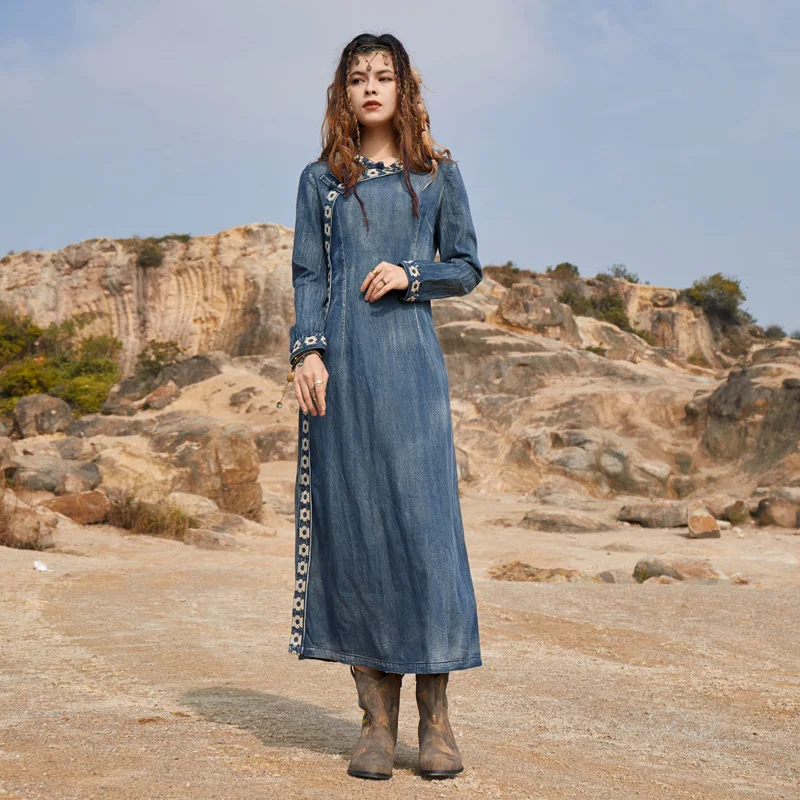 TEELYNN Long Sleeve Long Denim Dress for Women Casual O-neck Loose Denim Dresses Vintage Spring Autumn 2022 Maxi Vestidos
TEELYNN Long Sleeve Long Denim Dress for Women Casual O-neck Loose Denim Dresses Vintage Spring Autumn 2022 Maxi Vestidos