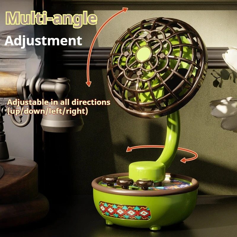 Retro Southeast Asian Style Desk Fan, 3-Speed Adjustable USB Rechargeable Fan with Colorful Breathing Light
Retro Southeast Asian Style Desk Fan, 3-Speed Adjustable USB Rechargeable Fan with Colorful Breathing Light