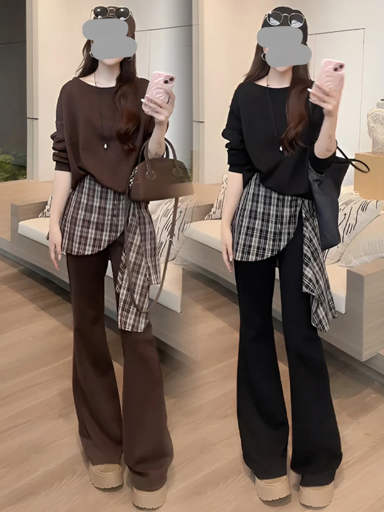Retro Design Sense Elegance Set round Neck Long Sleeve Shirt with Flared Pants Trendy Fashionable Women's Autumn Spring Casua...
Retro Design Sense Elegance Set round Neck Long Sleeve Shirt with Flared Pants Trendy Fashionable Women's Autumn Spring Casua...