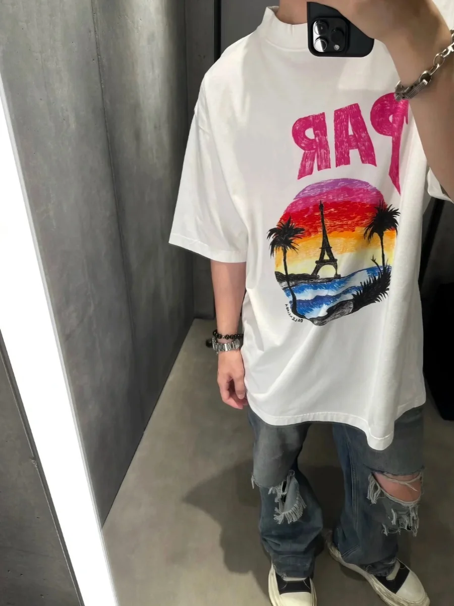 Spring 2024 Couple Cotton T-irts ort Sve Screen Printing Letter Design Loose Fit Casual f High Collar Cotton Tees
Spring 2024 Couple Cotton T-irts ort Sve Screen Printing Letter Design Loose Fit Casual f High Collar Cotton Tees