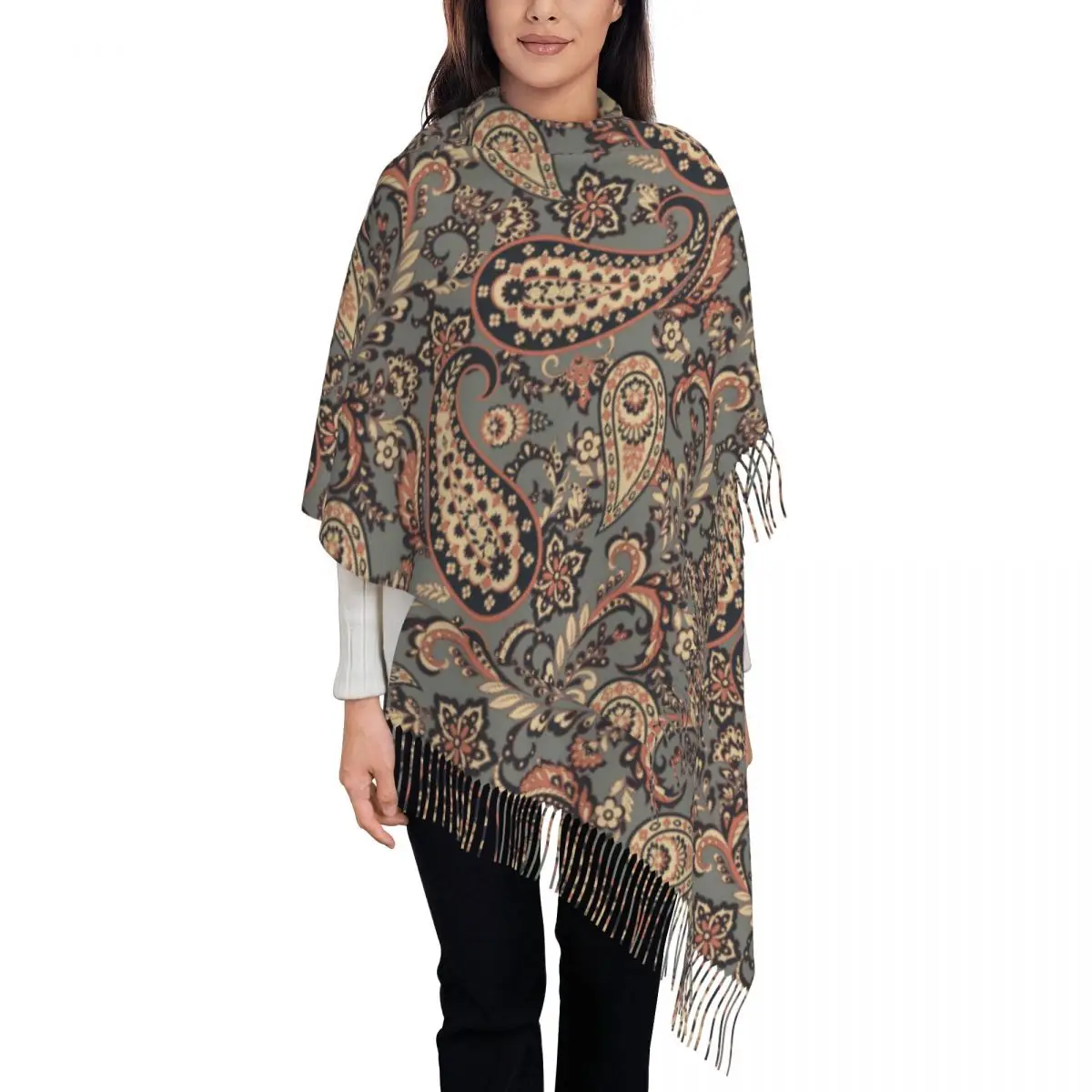 Paisley Boho Scarf for Womens Warm Winter Shawl Wrap Ornate Floral Long Shawl Scarf for Evening Dress
Paisley Boho Scarf for Womens Warm Winter Shawl Wrap Ornate Floral Long Shawl Scarf for Evening Dress