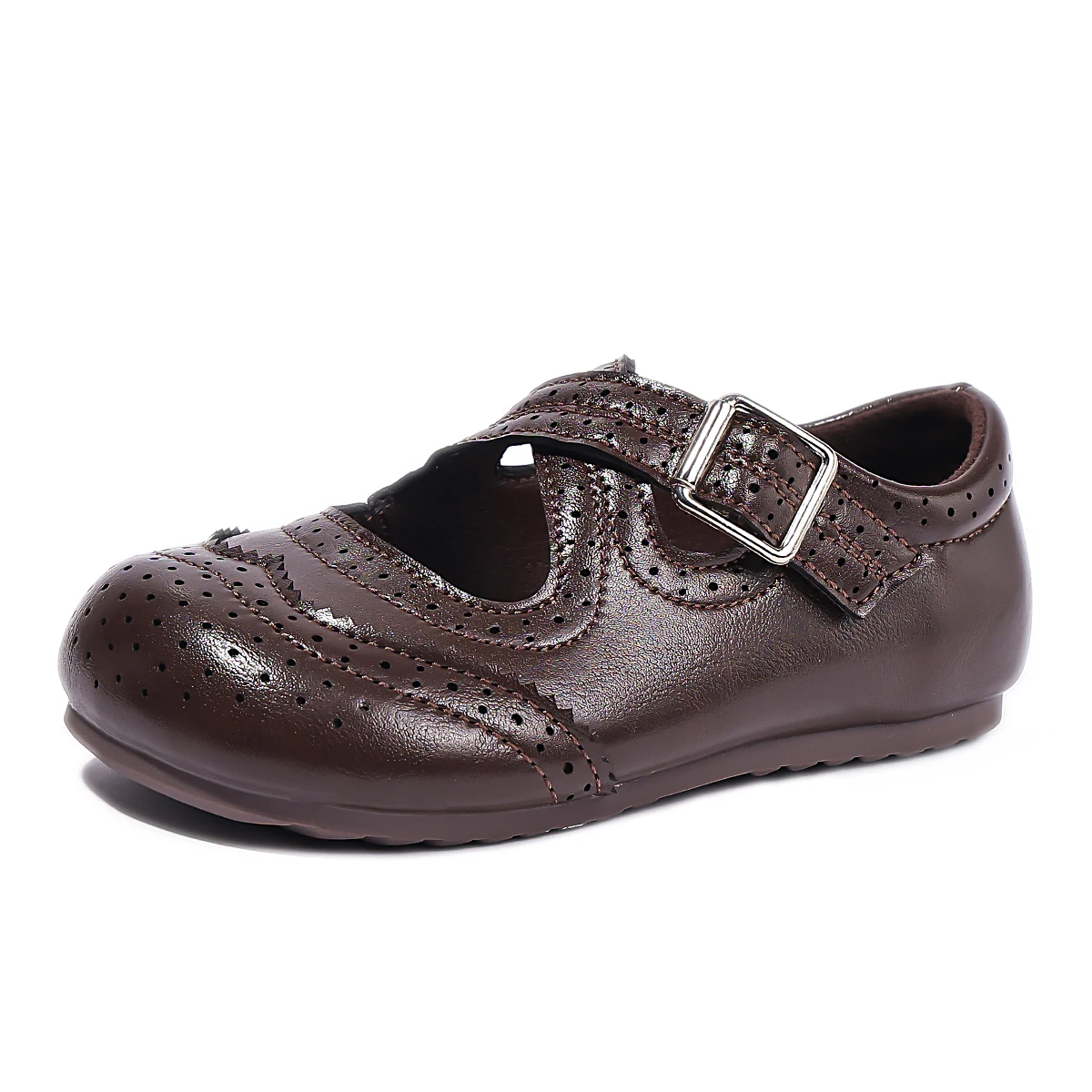 Girls Silver Brogue Mary Janes Kid's Perforated Laser Cut Dress Flats With Soft Non-Slip Sole Girl's Wedding Guest Shoes 2026
Girls Silver Brogue Mary Janes Kid's Perforated Laser Cut Dress Flats With Soft Non-Slip Sole Girl's Wedding Guest Shoes 2026