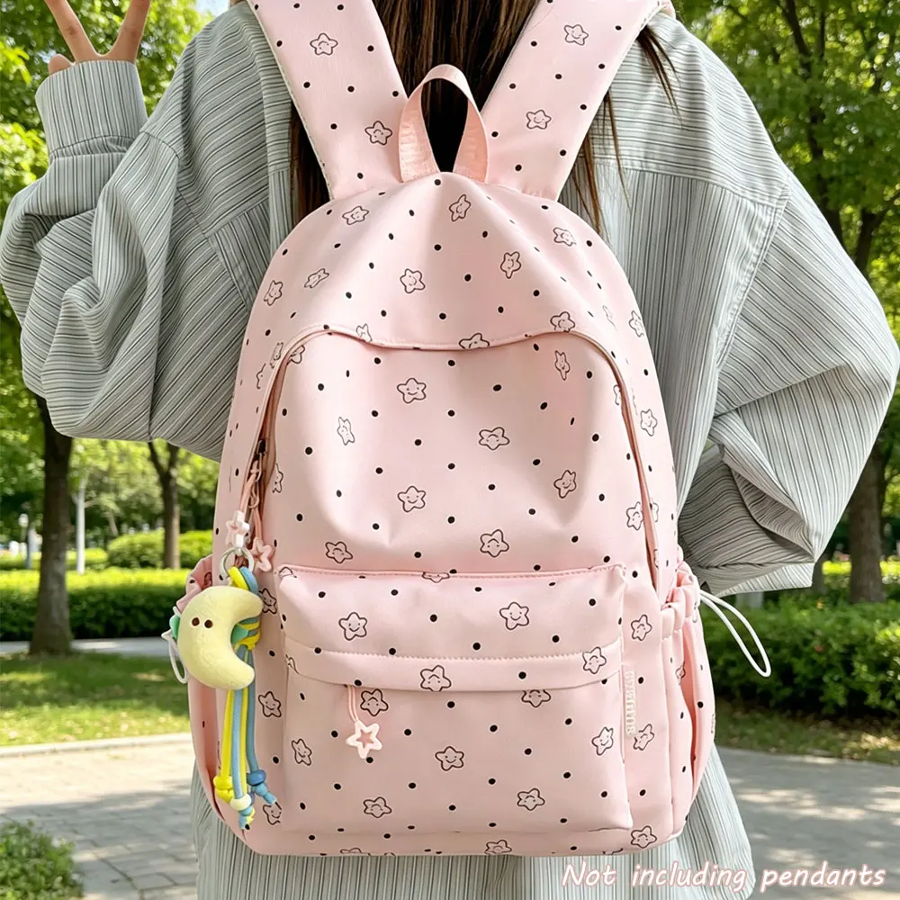 Korean Style Pink Star Print Backpack for Women, With Adjustable Straps for Teen Casual School Bag for Students & Daily Use
Korean Style Pink Star Print Backpack for Women, With Adjustable Straps for Teen Casual School Bag for Students & Daily Use