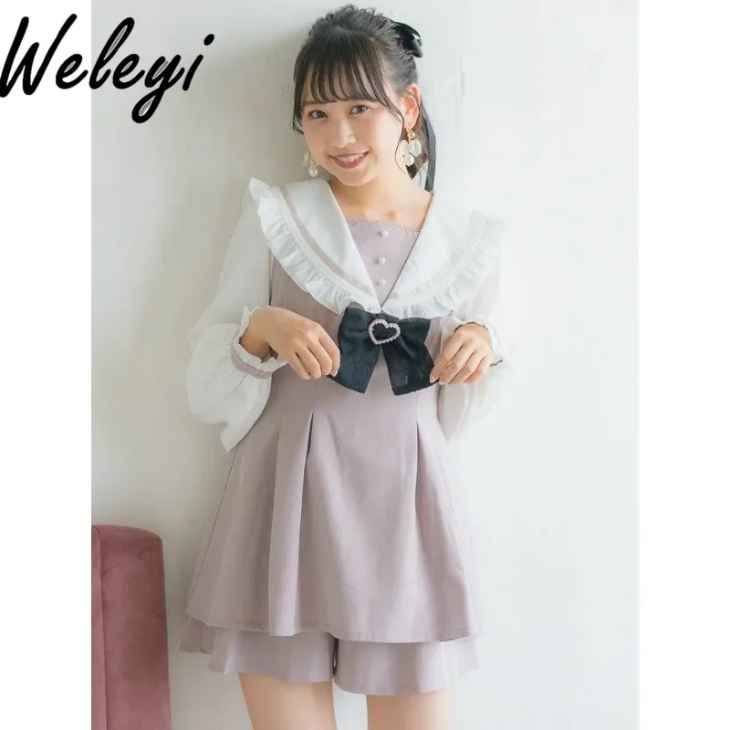 Kawaii Rojita Women's Shorts Suit Japanese Autumn New Show Two Dimensional Cute Corset Sailor Collar Shirt Coat Two Piece Pants
Kawaii Rojita Women's Shorts Suit Japanese Autumn New Show Two Dimensional Cute Corset Sailor Collar Shirt Coat Two Piece Pants