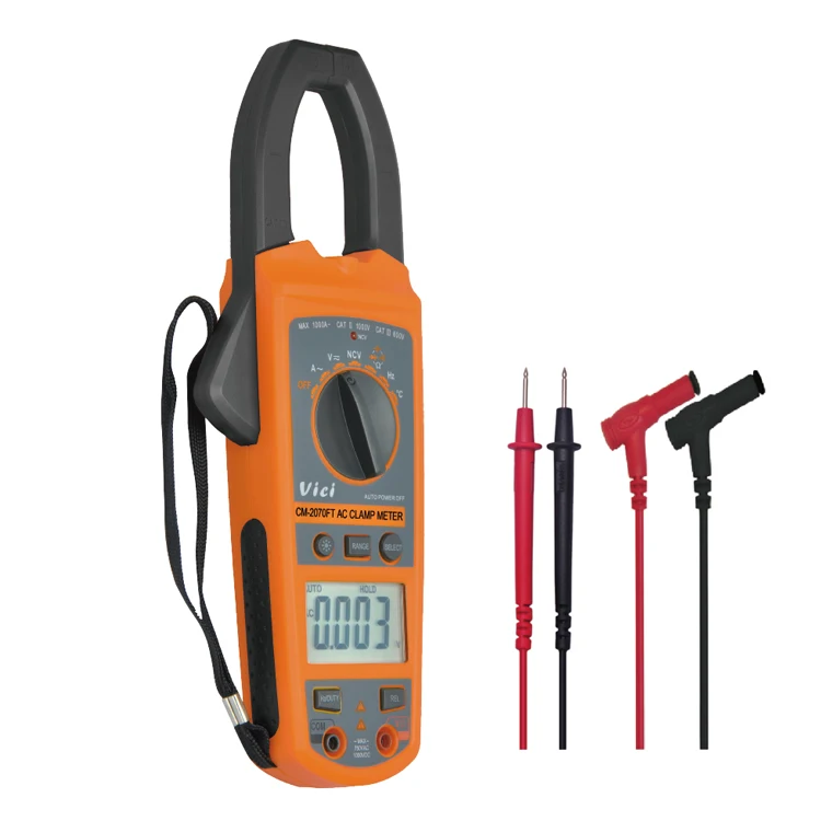 CAT.III 600V CM-2070FT Digital Clamp Meter 4000 Counts TRMS 1000A AC Tester REL Mode Auto/Manual Range
CAT.III 600V CM-2070FT Digital Clamp Meter 4000 Counts TRMS 1000A AC Tester REL Mode Auto/Manual Range