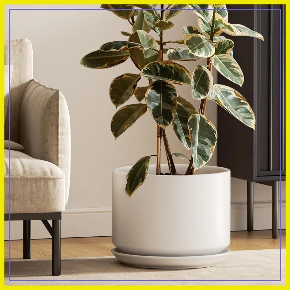 12 Inch Ceramic Plant Pots with Drainage Holes & Saucers, Elegant Large Plant Pot for Home & Office Decor, White
12 Inch Ceramic Plant Pots with Drainage Holes & Saucers, Elegant Large Plant Pot for Home & Office Decor, White