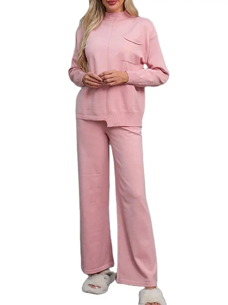Casual Long Sleeved Pullover Knitted Top+Loose Wide Leg Pants Two-Piece Set 2024 Autumn New Fashionable Women'S Clothing
Casual Long Sleeved Pullover Knitted Top+Loose Wide Leg Pants Two-Piece Set 2024 Autumn New Fashionable Women'S Clothing