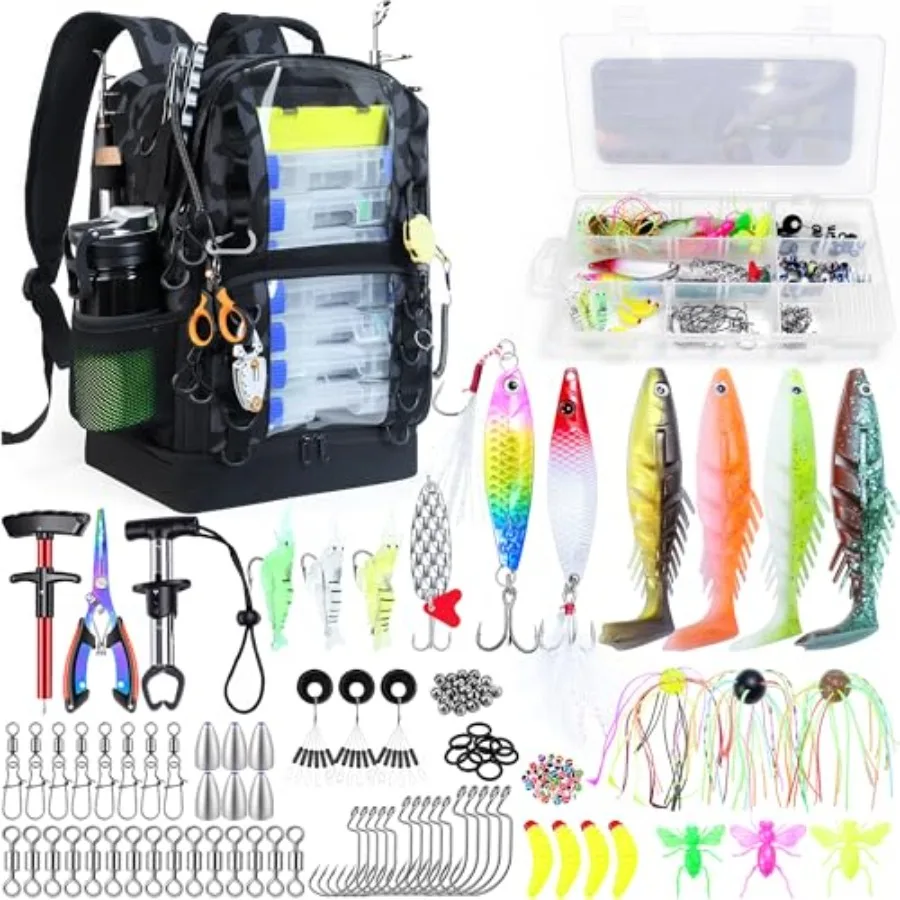 Fishing Backpack with Tackle Boxes, 45L Large Tackle Bag with Cooler and Fishing Gear Kit, Waterproof Tackle Backpack for Gift
Fishing Backpack with Tackle Boxes, 45L Large Tackle Bag with Cooler and Fishing Gear Kit, Waterproof Tackle Backpack for Gift