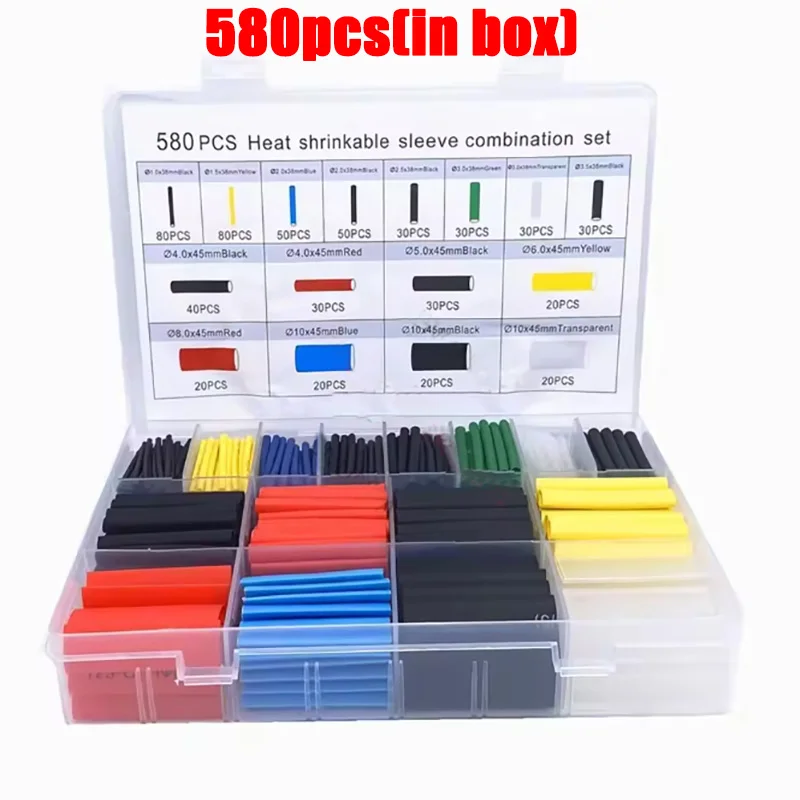 127-580pcs Heat-shrink Tubing Thermoresistant Tube Heat Shrink Wrapping Kit Electrical Connection Wire Cable Insulation Sleeving
127-580pcs Heat-shrink Tubing Thermoresistant Tube Heat Shrink Wrapping Kit Electrical Connection Wire Cable Insulation Sleeving
