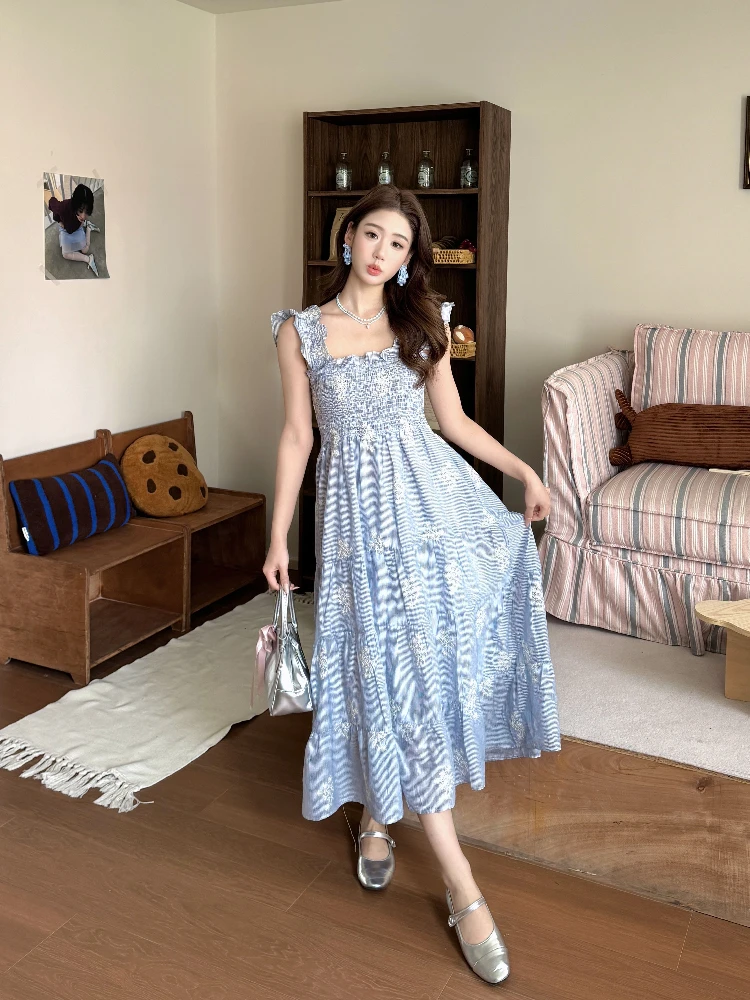 Elegant Spring Summer Multi-Color Elasticity Fairy Long Dress Shoulder Strap Holiday Gown Women's U-Neckline Sleeveless Dress
Elegant Spring Summer Multi-Color Elasticity Fairy Long Dress Shoulder Strap Holiday Gown Women's U-Neckline Sleeveless Dress