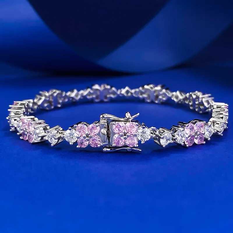 New S925 silver small fresh pink diamond bracelet, daily classic fashion, Jewelry
New S925 silver small fresh pink diamond bracelet, daily classic fashion, Jewelry