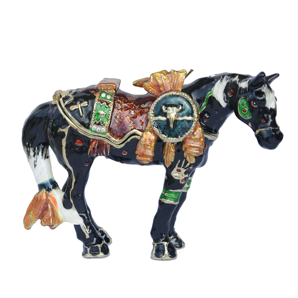Collectible Rhinestone Horse Jewelry Trinket Box, Collectible Metal Statues, Black Horse Figurines
Collectible Rhinestone Horse Jewelry Trinket Box, Collectible Metal Statues, Black Horse Figurines