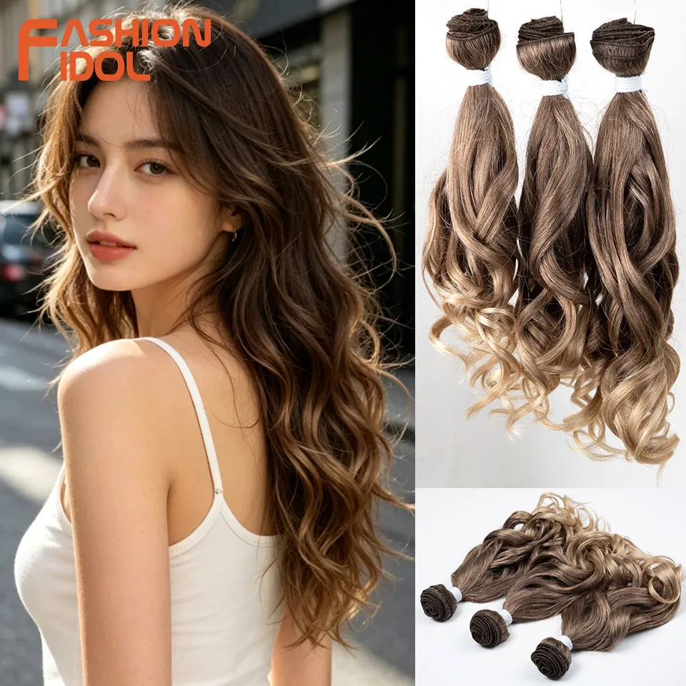 FASHION IDOL 18 inch Ombre Brown Synthetic Hair Weave Wavy Hair Bundles High Temperature Fiber Natural Body Wave Hair Extensions
FASHION IDOL 18 inch Ombre Brown Synthetic Hair Weave Wavy Hair Bundles High Temperature Fiber Natural Body Wave Hair Extensions