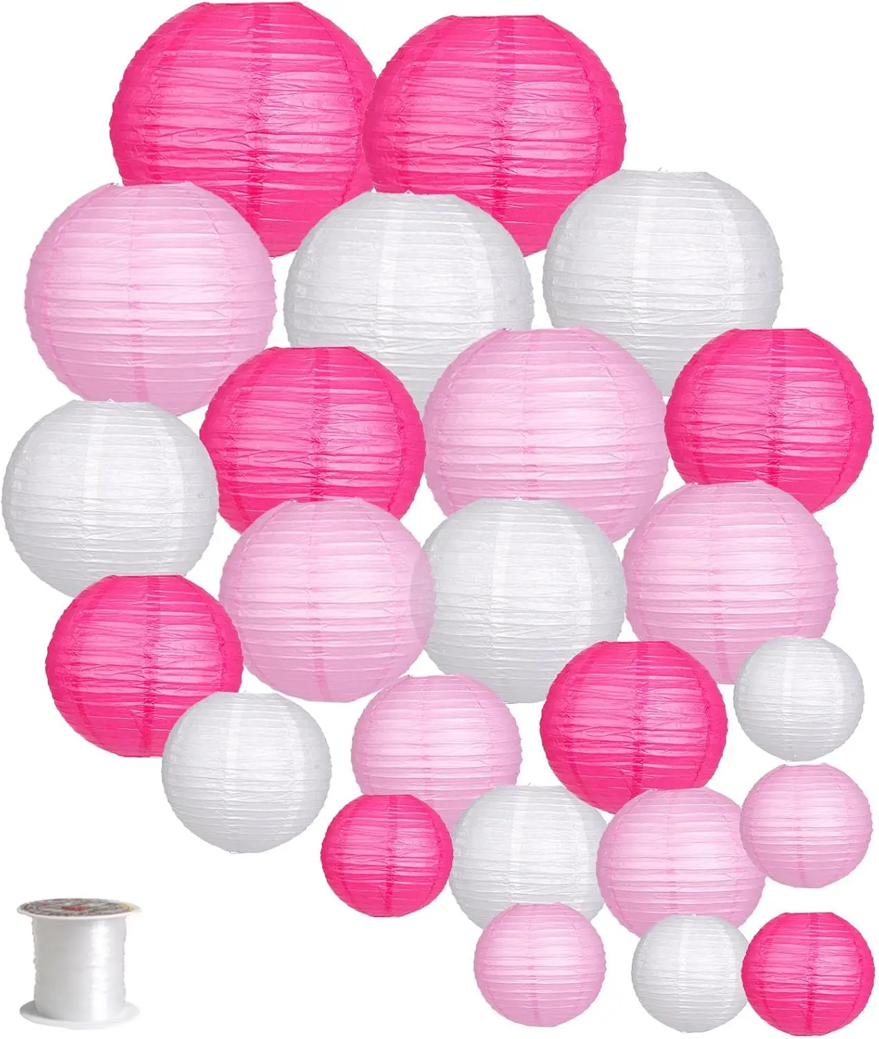 24pcs Hanging Round Paper Lanterns for Wedding Birthday Party Baby Showers Decoration Pink/White
24pcs Hanging Round Paper Lanterns for Wedding Birthday Party Baby Showers Decoration Pink/White