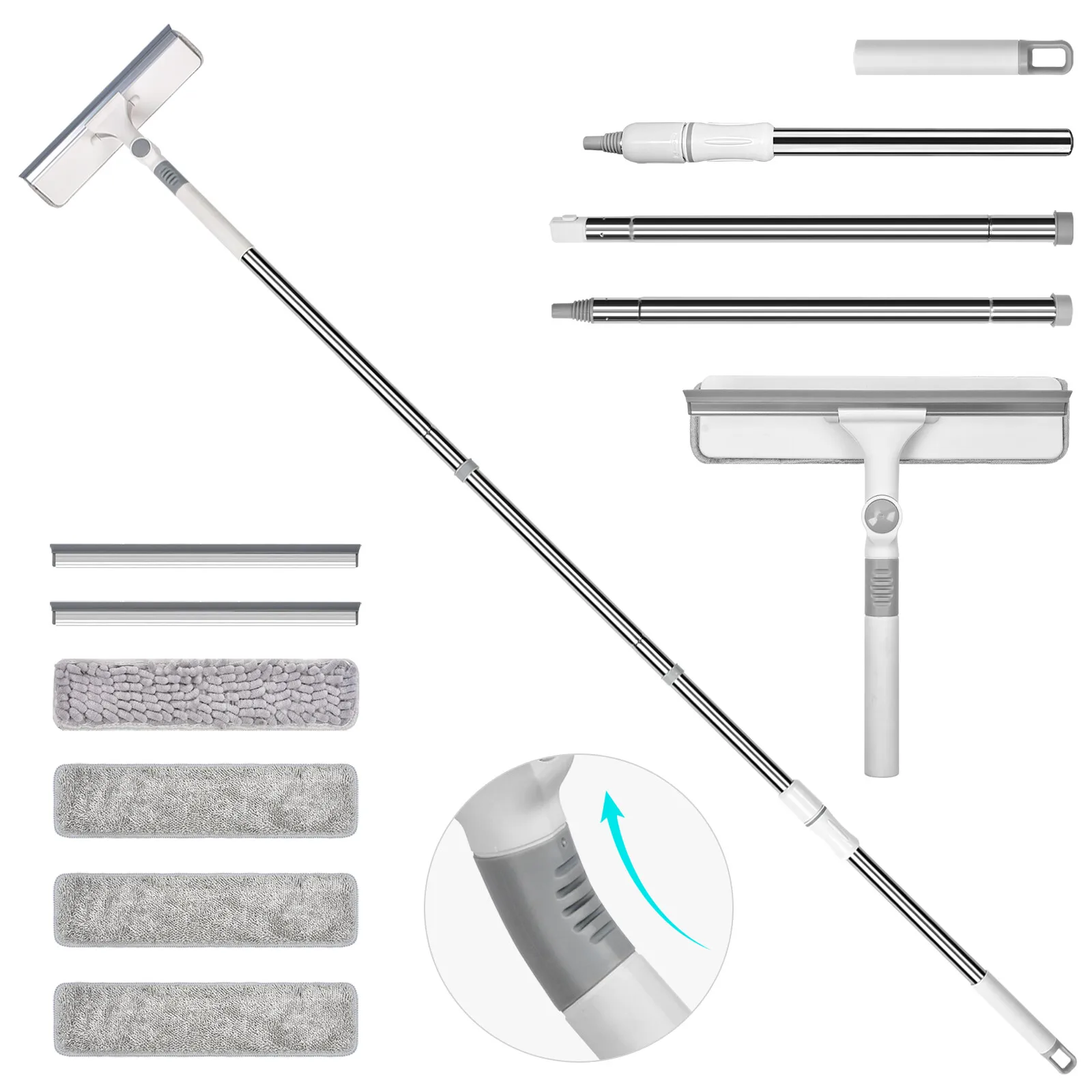 Window Mop Glass Wiper with Silicone Scraper Floor Mop Cleaner w/4 Pads
Window Mop Glass Wiper with Silicone Scraper Floor Mop Cleaner w/4 Pads