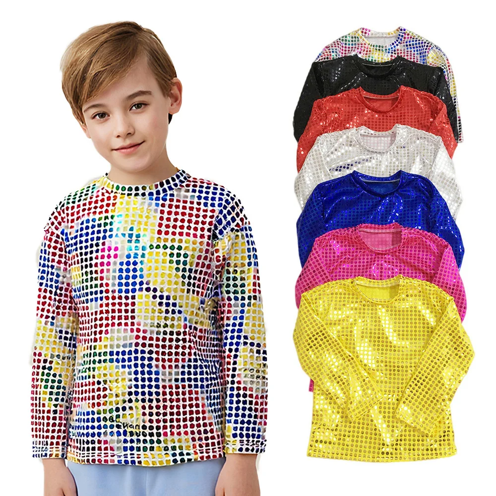 Child Adult Sparkly Sequins Shiny Metallic Tee Shirt Jazz Hip Hop T-Shirt Street Dancewear Stage Costume Boys Loose Long Sleeve
Child Adult Sparkly Sequins Shiny Metallic Tee Shirt Jazz Hip Hop T-Shirt Street Dancewear Stage Costume Boys Loose Long Sleeve