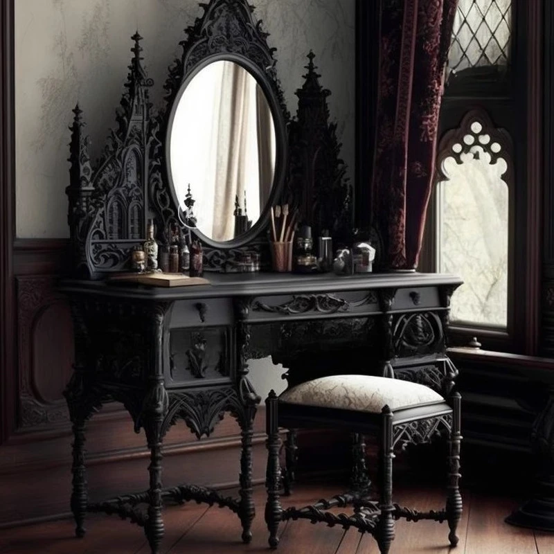 Retro bedroom solid wood dresser French castle pure handmade dresser set
Retro bedroom solid wood dresser French castle pure handmade dresser set