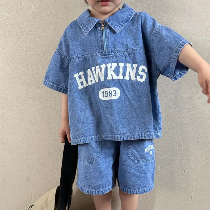 Kids Summer Clothing Set 1-8Y Boys' Lapel Short Sleeve T-shirt and Shorts 2pcs Denim Outfit Girls' Suit Children's Letters Set
Kids Summer Clothing Set 1-8Y Boys' Lapel Short Sleeve T-shirt and Shorts 2pcs Denim Outfit Girls' Suit Children's Letters Set