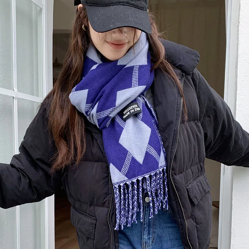 Women Korean Style Klein Blue Scarf Winter Warm Large Tassel Plaid Fashion Accessories Gift for Her Christmas Gifts for Couples
Women Korean Style Klein Blue Scarf Winter Warm Large Tassel Plaid Fashion Accessories Gift for Her Christmas Gifts for Couples