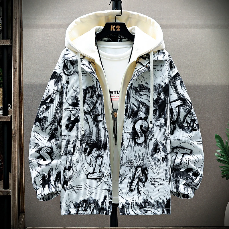 Men Windproof Casual Jacket American Style Loose Fake Two Piece Hooded Coat Fashion Streetwear Autumn Spring Outerwear Jacket
Men Windproof Casual Jacket American Style Loose Fake Two Piece Hooded Coat Fashion Streetwear Autumn Spring Outerwear Jacket