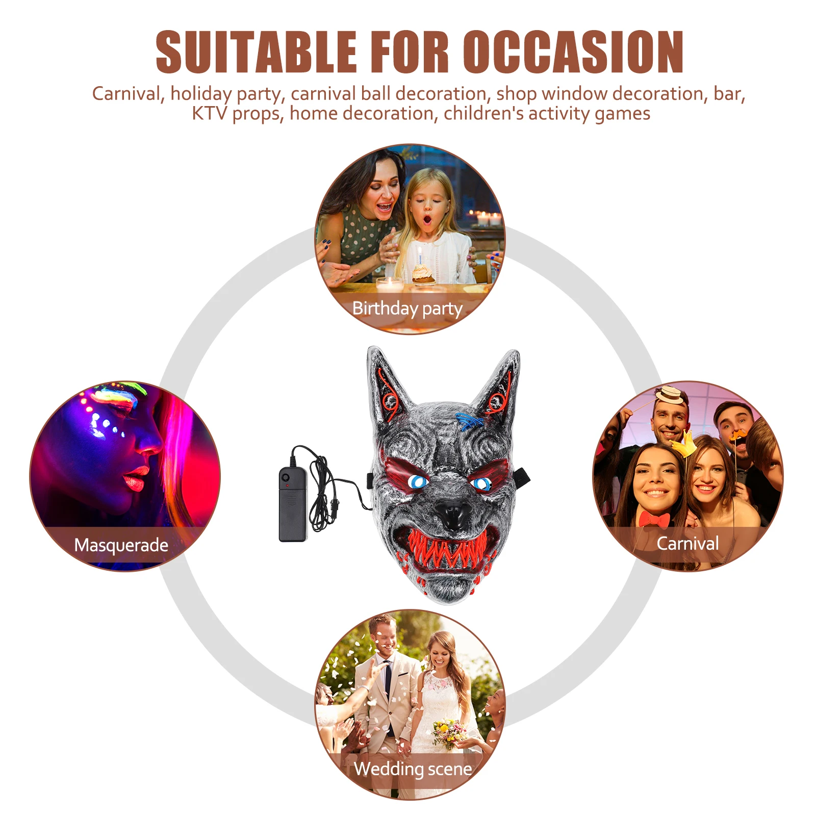 Glow Mask Glowing Horror Facial Halloween Supplies Wolf Head LED Party Carnival Scary Cosplay
Glow Mask Glowing Horror Facial Halloween Supplies Wolf Head LED Party Carnival Scary Cosplay