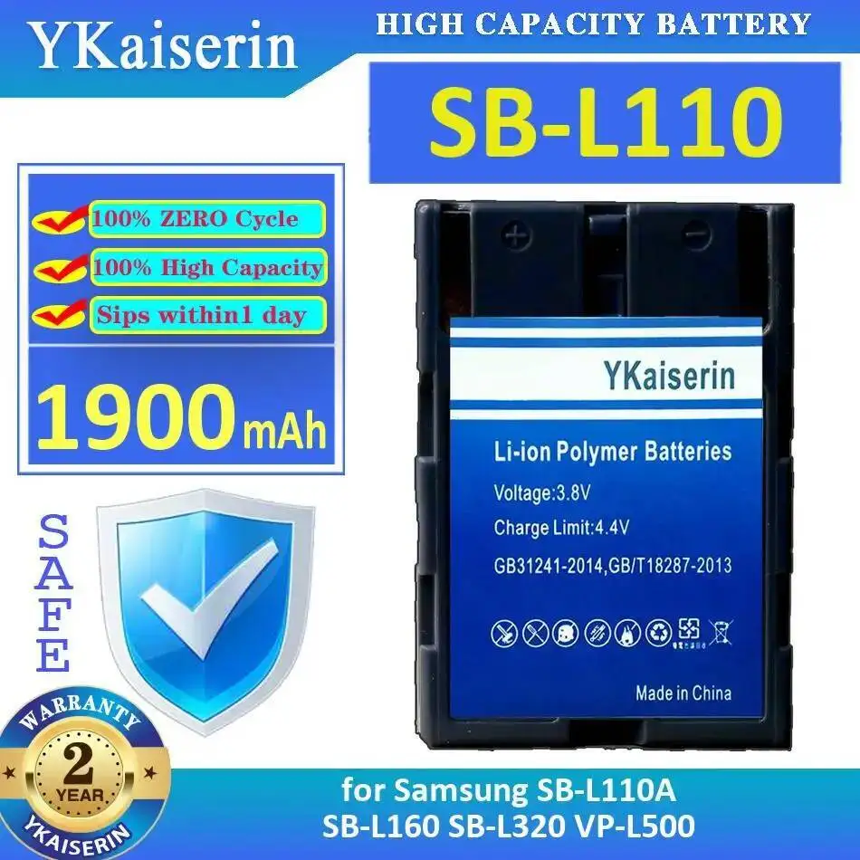 Camera Battery Reliable Replacement 1900Mah SB-L110 Lightweight For Samsung SB-L110A SB-L160 SB-L320 VP-L500
Camera Battery Reliable Replacement 1900Mah SB-L110 Lightweight For Samsung SB-L110A SB-L160 SB-L320 VP-L500