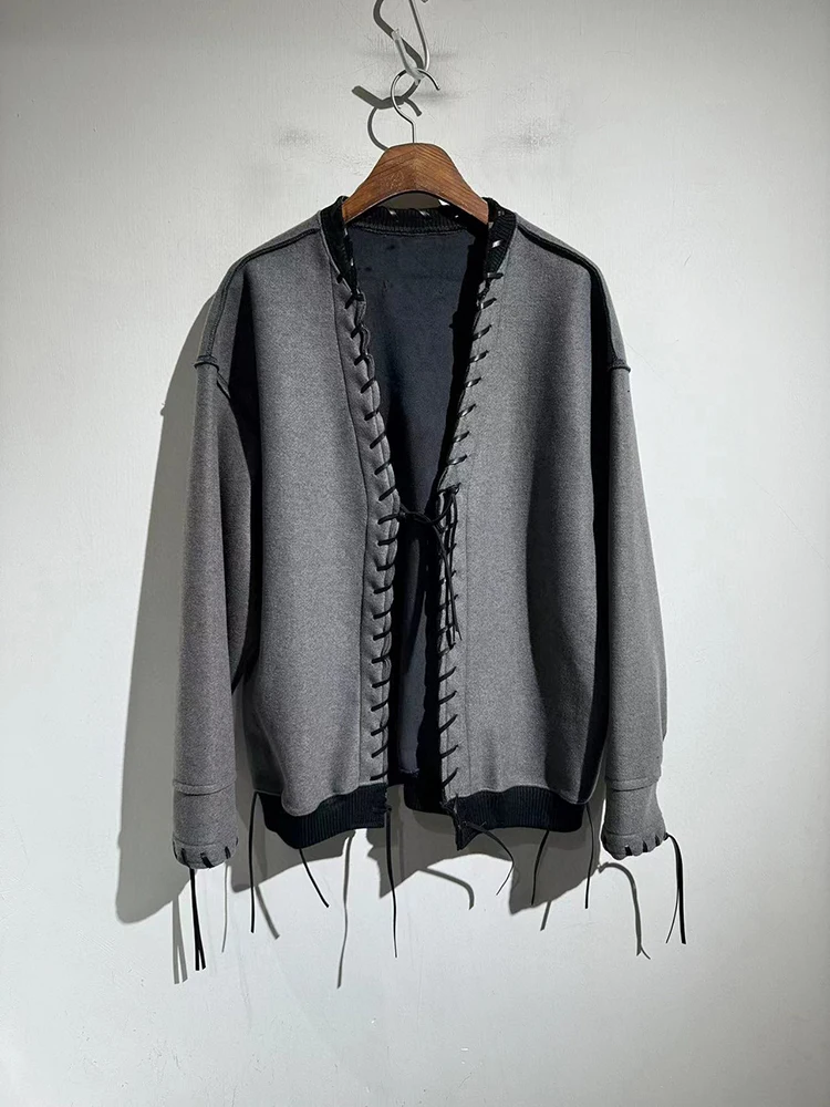 New men's fashion casual lazy feeling furred edge compound fleece inside loose casual leather rope cardigan
New men's fashion casual lazy feeling furred edge compound fleece inside loose casual leather rope cardigan