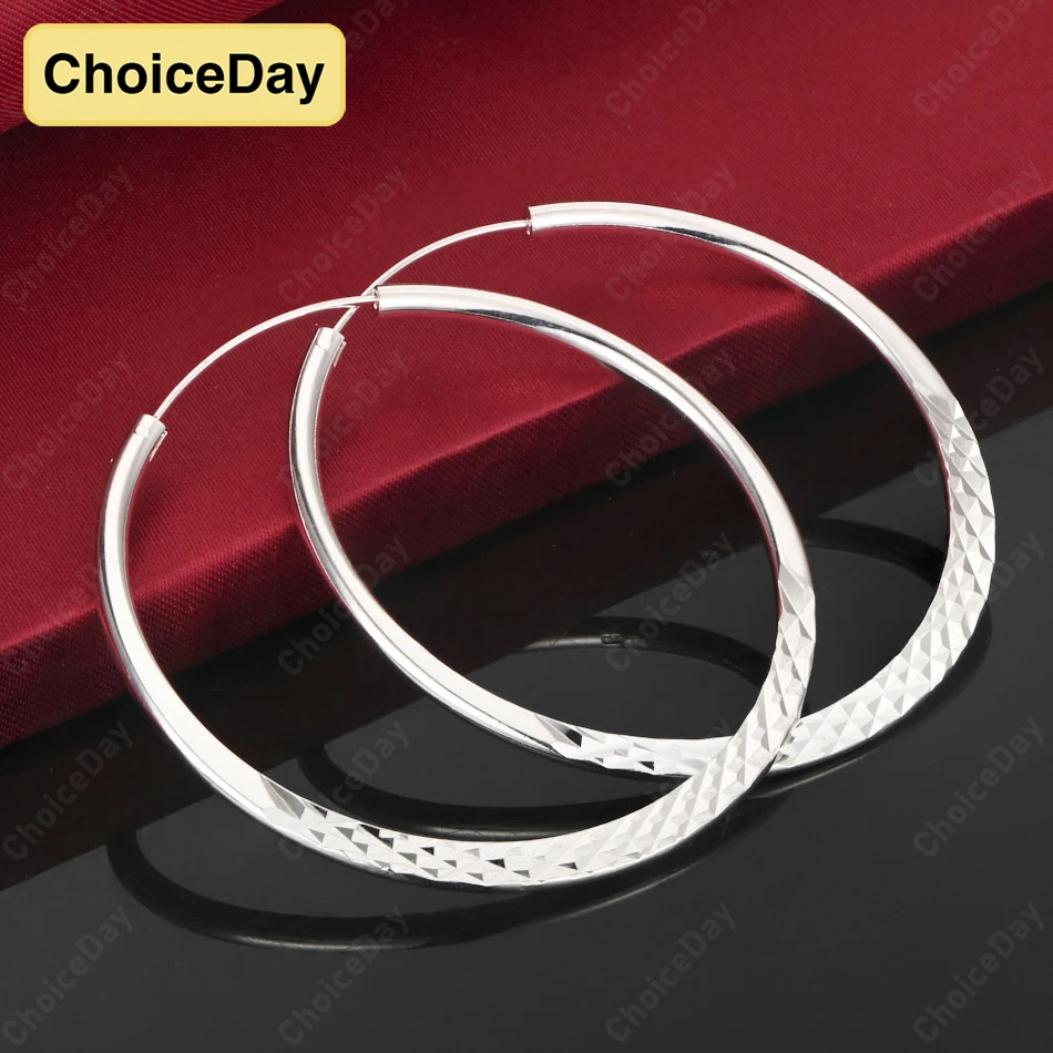 ChoiceDay 925 Sterling Silver 50mm Side Pattern Hoop Earrings for Women Temperament Party Jewelry Accessories Charm
ChoiceDay 925 Sterling Silver 50mm Side Pattern Hoop Earrings for Women Temperament Party Jewelry Accessories Charm