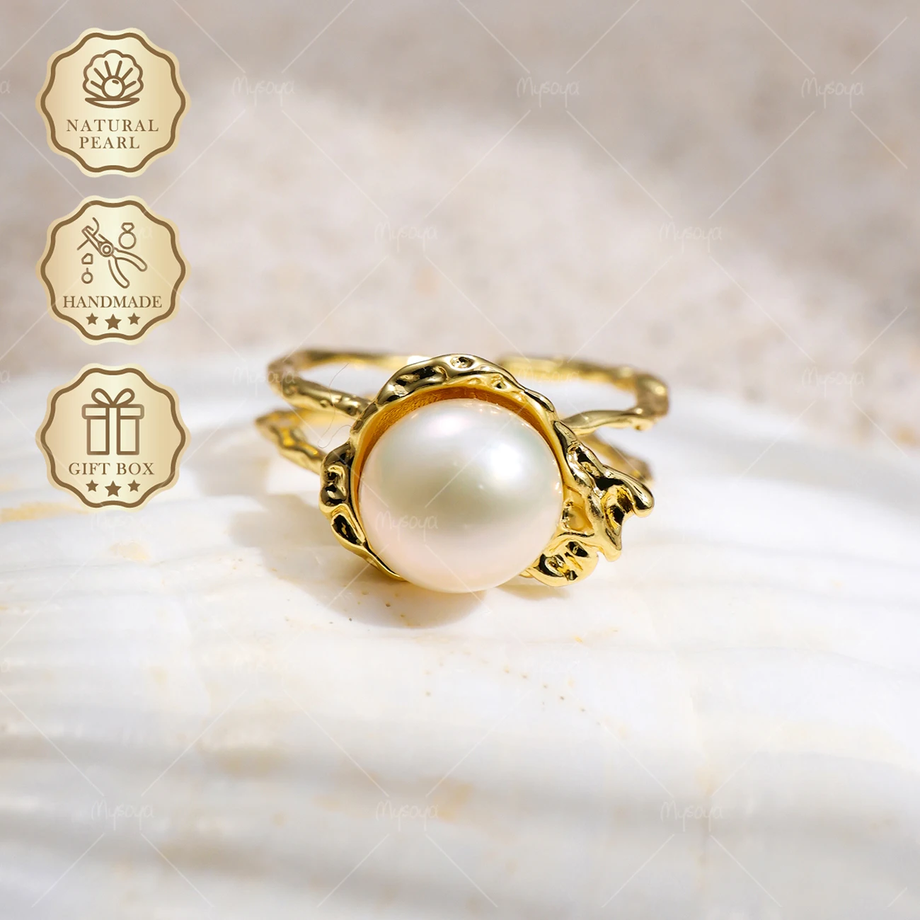 MYSOYA 9-10mm White Freshwater Pearl Open Ring Gold Irregular Ring, Gift Box, Birthday Jewelry S367
MYSOYA 9-10mm White Freshwater Pearl Open Ring Gold Irregular Ring, Gift Box, Birthday Jewelry S367